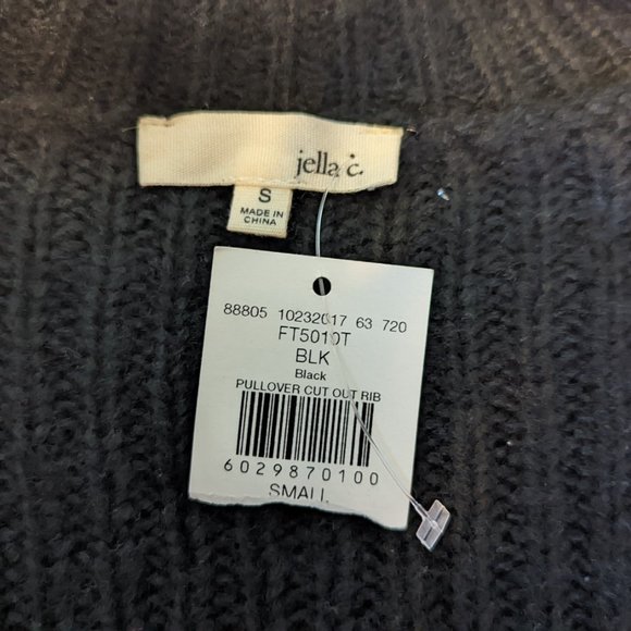 Jella Couture Sweater Embroidered Cut Out Ribbed Knit Women's Size Small NWT - Picture 4 of 7